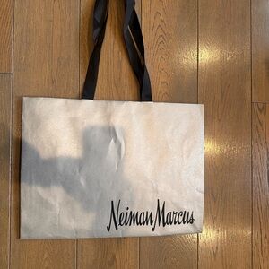 Neiman Marcus Metallic Silver shopping with Black Handles